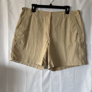 Fashion Bug Beige CHINO Shorts Size 16 Belt Zip‎ Front Pockets